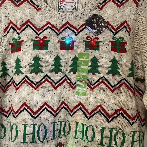 Ugly Light Up Mens Sweater Large Ugly Christmas Party Holiday Festival - Picture 2 of 7